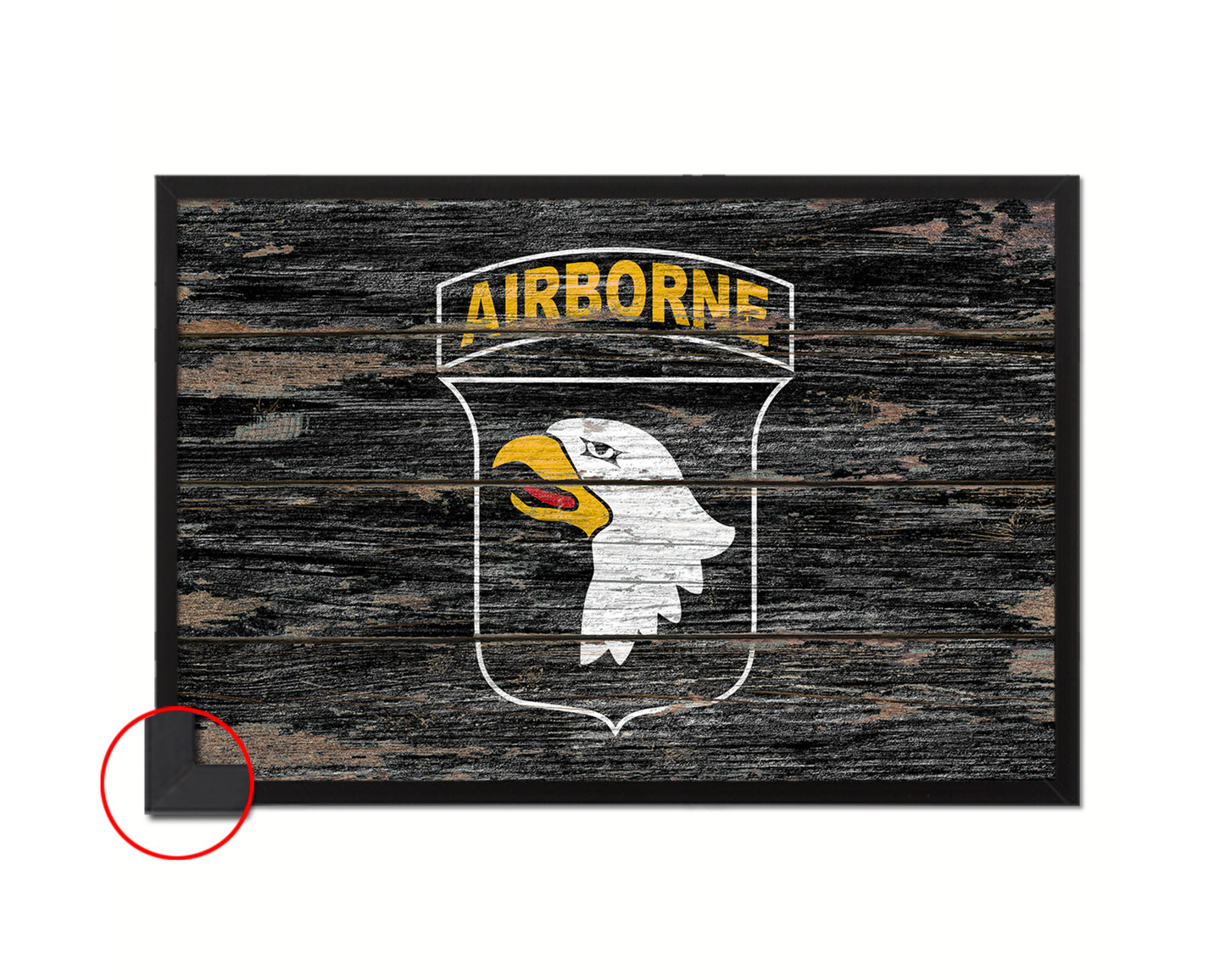 US Army 101st Airborne Wood Rustic Flag Wood Framed Print Wall Art Decor Gifts