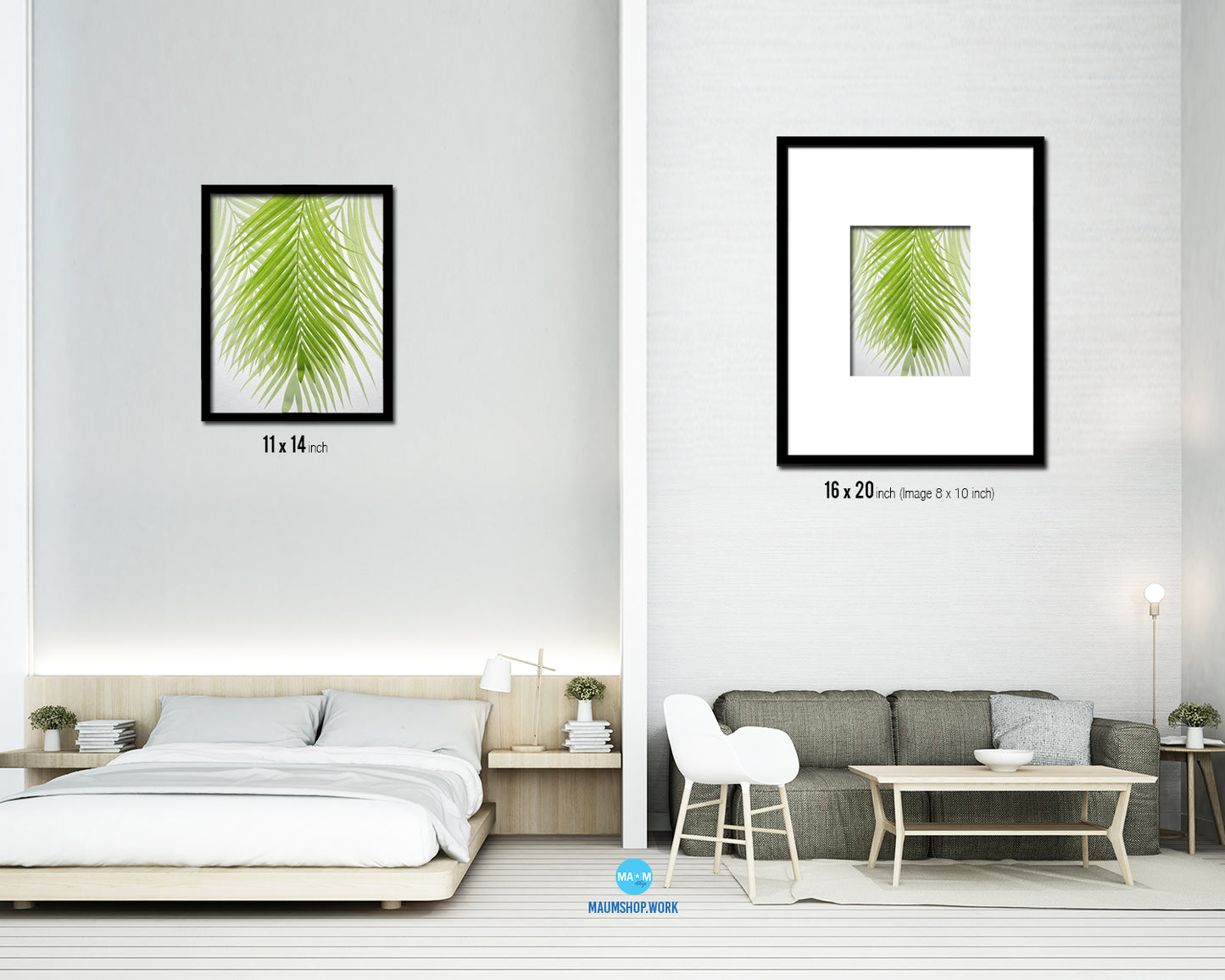 Green Palm Tree Watercolor Tropical Leaf Framed Print Home Decor Wall Art Gifts