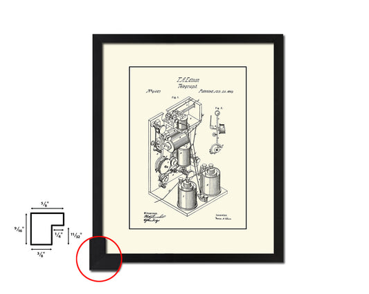 Telegraph Edison Vintage Patent Artwork Black Frame Print Wall Art Decor Gifts