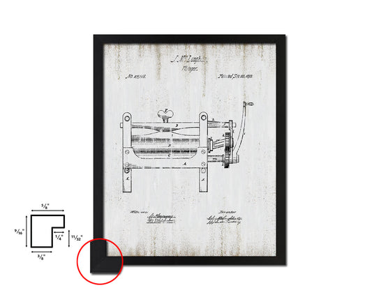 Wringer Home Vintage Patent Artwork Black Frame Print Wall Art Decor Gifts