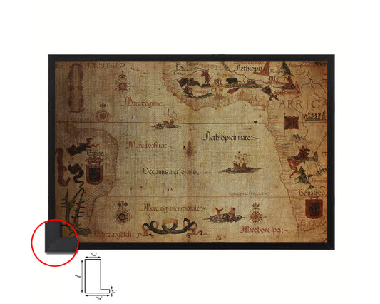 Portolan Chart of Atlantic Ocean Vintage Map Framed Print Art Wall Decor Gifts