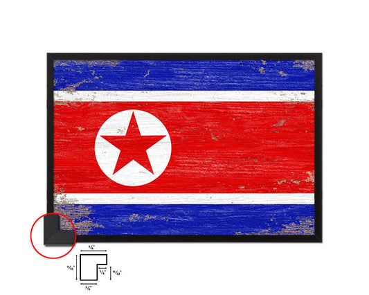 North Korea Shabby Chic Country Flag Wood Framed Print Wall Art Decor Gifts