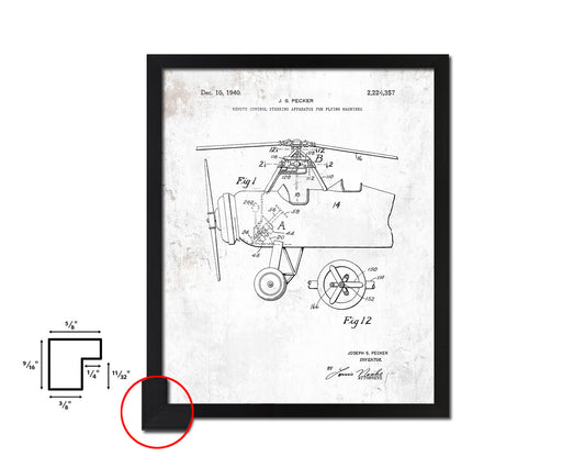 Remote Control Flying Machines Propeller Airplane Vintage Patent Artwork Black Frame Print Gifts