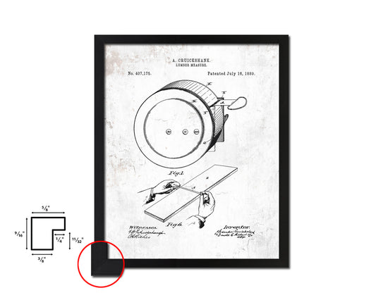 Lumber Measure Tools Vintage Patent Artwork Black Frame Print Gifts