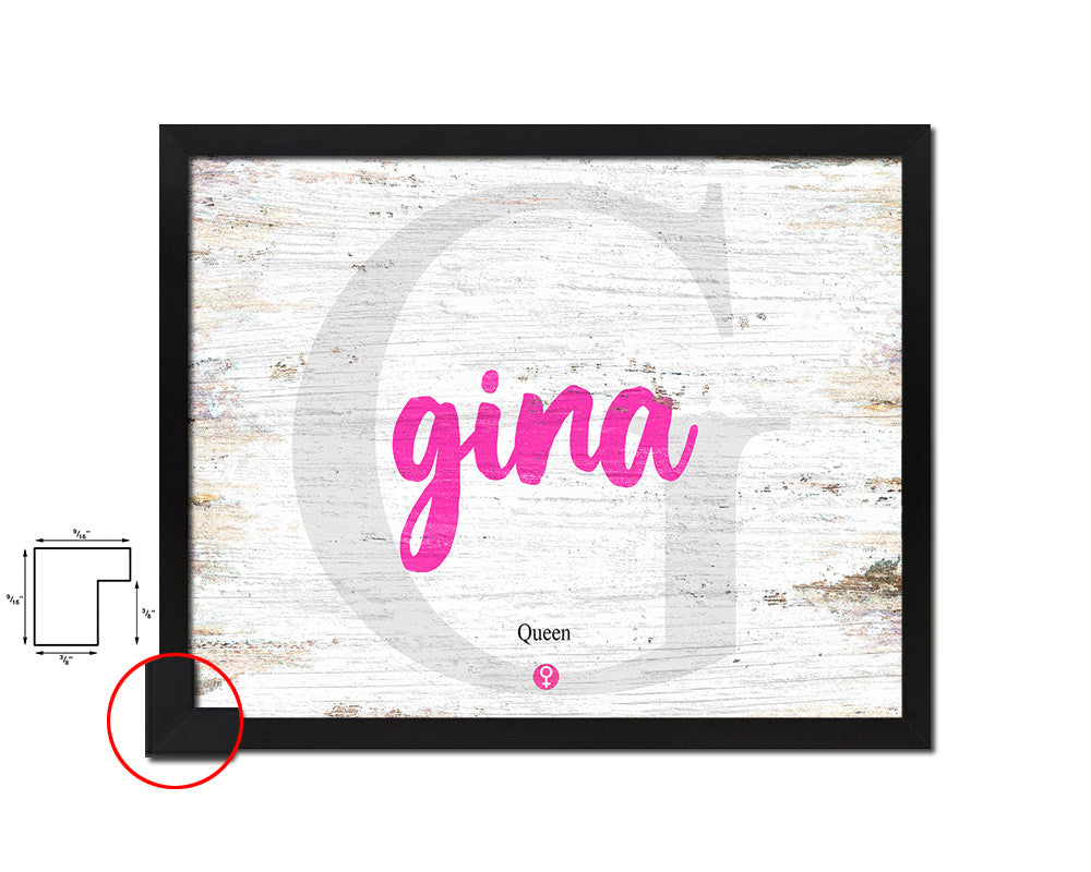 Gina Personalized Biblical Name Plate Art Framed Print Kids Baby Room Wall Decor Gifts