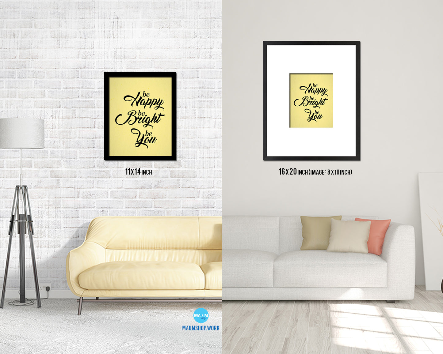 Be happy be bright be you Quote Framed Print Wall Decor Art Gifts