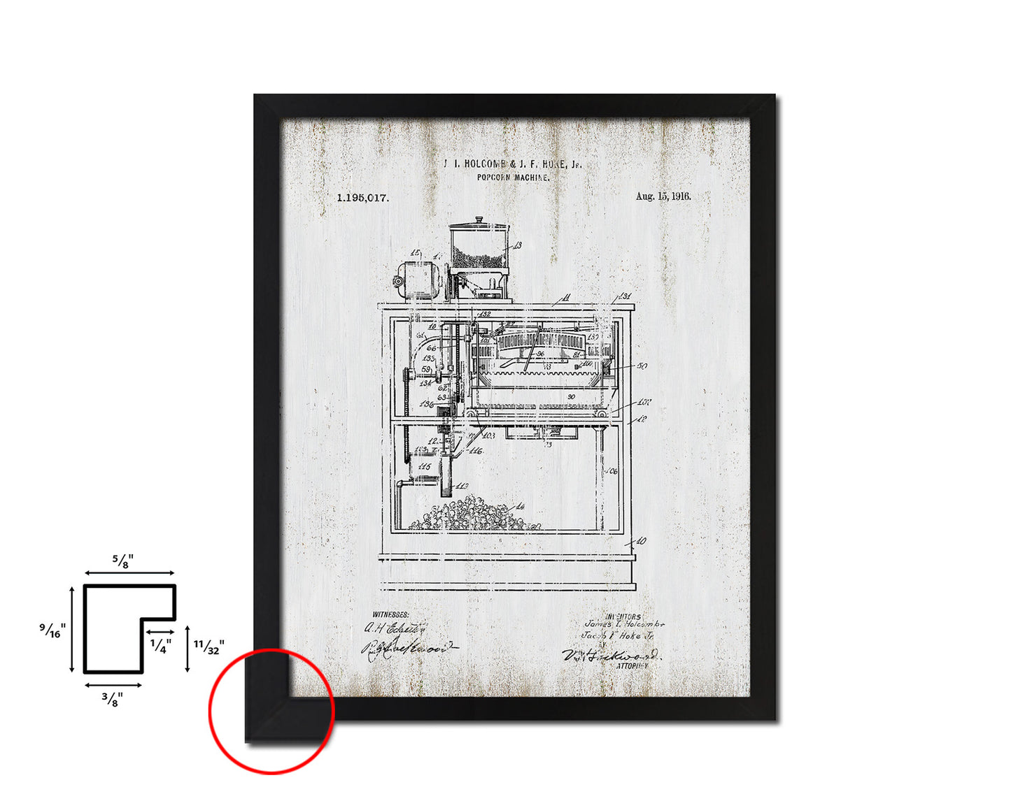 Popcorn Machine Home Vintage Patent Artwork Black Frame Print Wall Art Decor Gifts