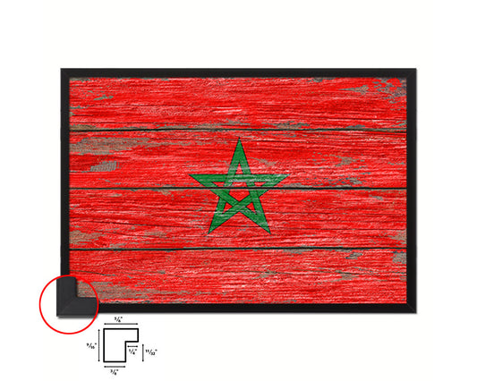 Morocco Country Wood Rustic National Flag Wood Framed Print Wall Art Decor Gifts