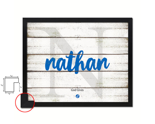 Nathan Personalized Biblical Name Plate Art Framed Print Kids Baby Room Wall Decor Gifts