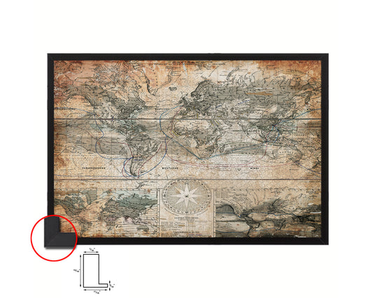 World Planiglobh Terrestris Hemisphario Calesti Antique Map Framed Print Art Wall Decor Gifts