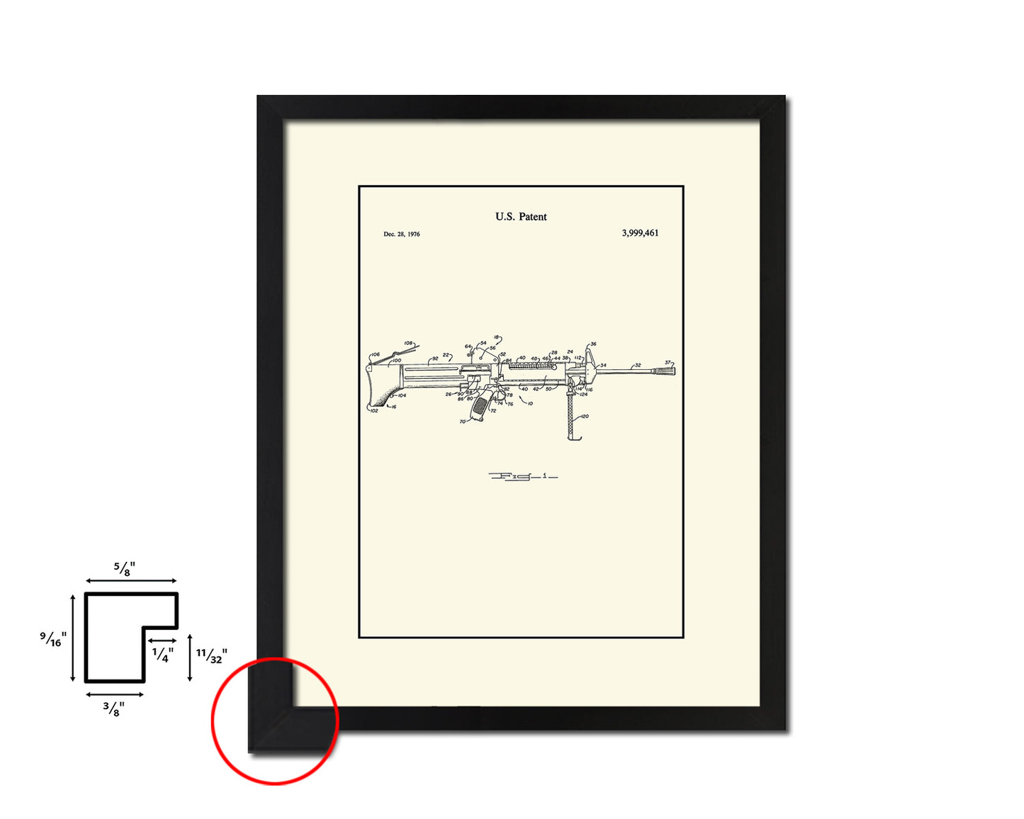 Lightweight Squad Automatic Weapon Modular Vintage Patent Artwork Black Frame Gifts