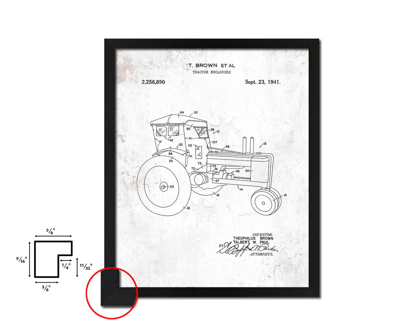 Tractor Enclosure Home Vintage Patent Artwork Black Frame Print Wall Art Decor Gifts