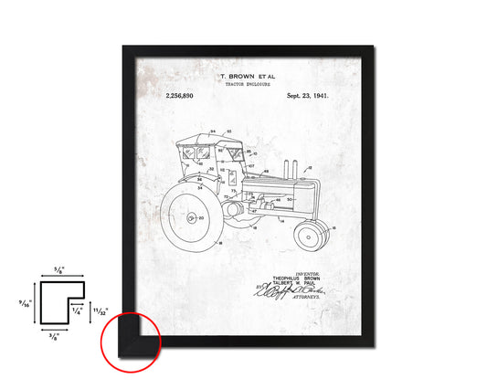 Tractor Enclosure Home Vintage Patent Artwork Black Frame Print Wall Art Decor Gifts