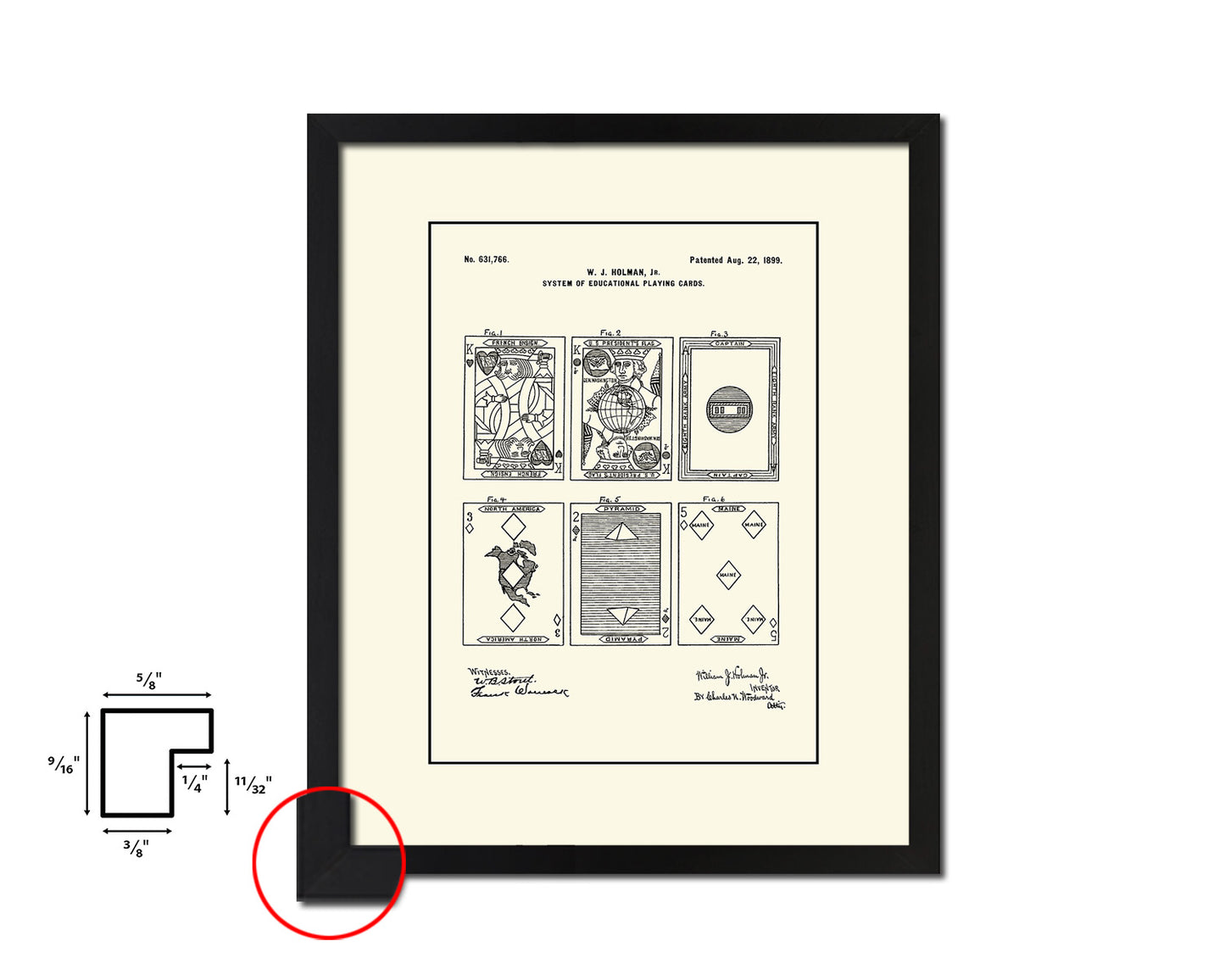 System of Education Playing Card Vintage Patent Artwork Black Frame Print Gifts