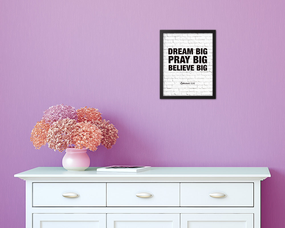 Dream Pray Bbelieve Big Quote Wood Framed Print Home Decor Wall Art Gifts