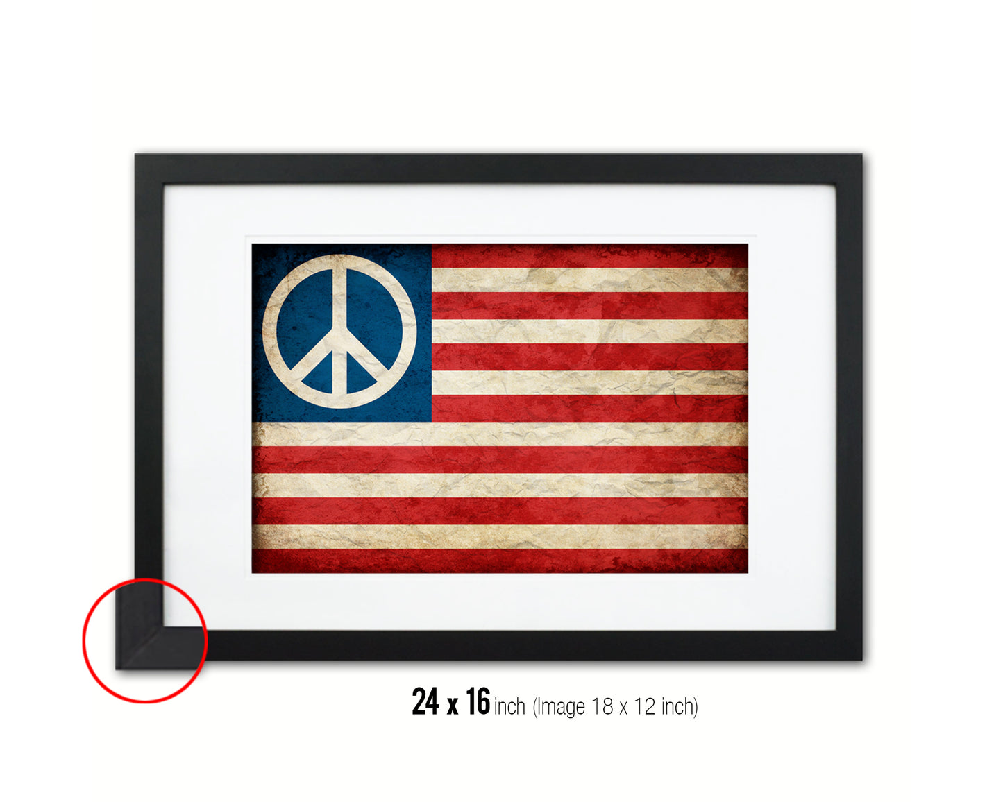 US Peace Sign Anti War American Vintage Military Flag Framed Print Sign Decor Wall Art Gifts