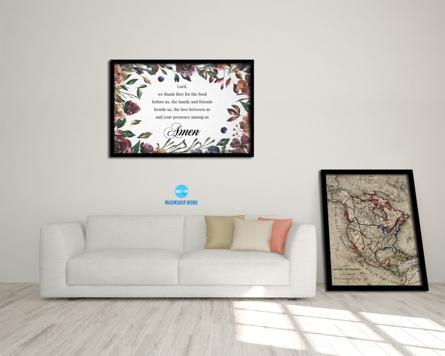 Lord we thank thee for the food before us, Amen Bible Verse Scripture Framed Art