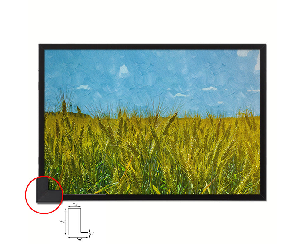 Wheat Ears Paddy Grain Field Landscape Artwork Framed Painting Print Art Wall Decor Gifts