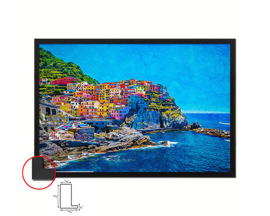 Mediterranean Sea Europe Cinque Terre Traditional Italian Architecture Landscape Painting Print Art