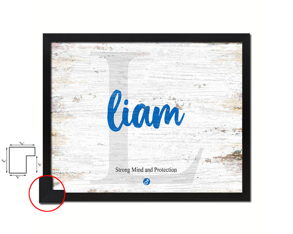 Liam Personalized Biblical Name Plate Art Framed Print Kids Baby Room Wall Decor Gifts