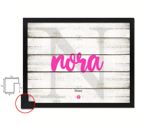 Nora Personalized Biblical Name Plate Art Framed Print Kids Baby Room Wall Decor Gifts