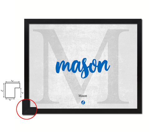 Mason Personalized Biblical Name Plate Art Framed Print Kids Baby Room Wall Decor Gifts