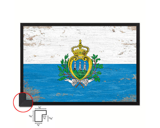 San Marino Shabby Chic Country Flag Wood Framed Print Wall Art Decor Gifts