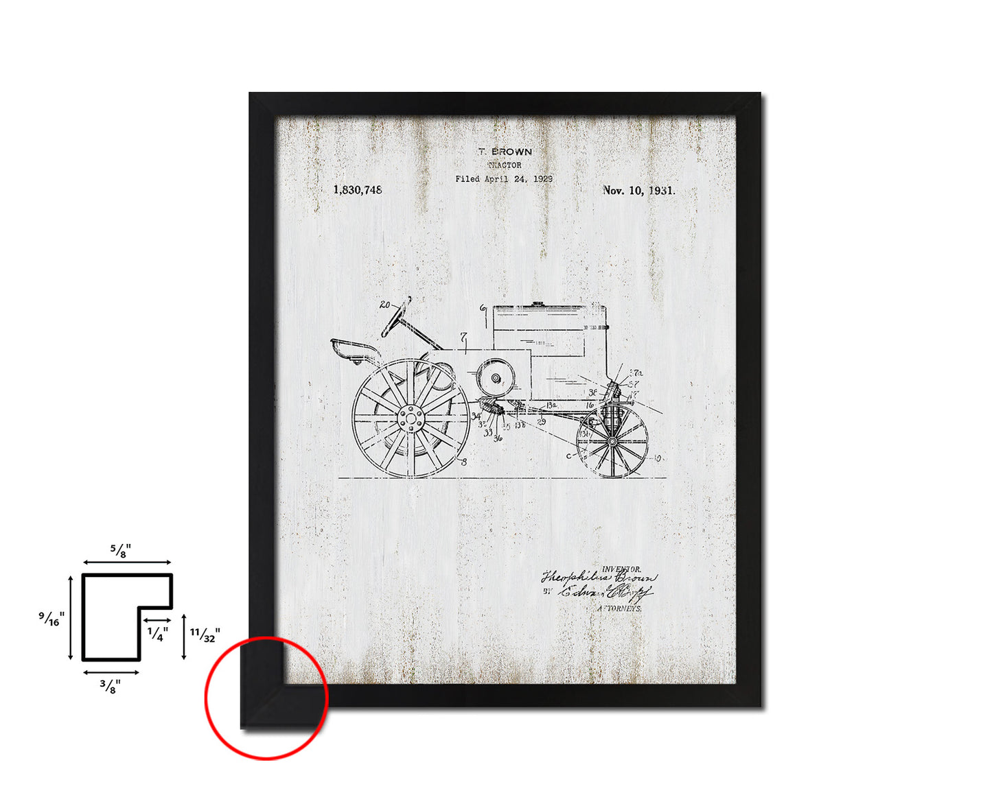 Tractor Home Vintage Patent Artwork Black Frame Print Wall Art Decor Gifts