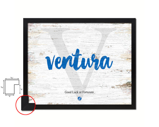 Ventura Personalized Biblical Name Plate Art Framed Print Kids Baby Room Wall Decor Gifts