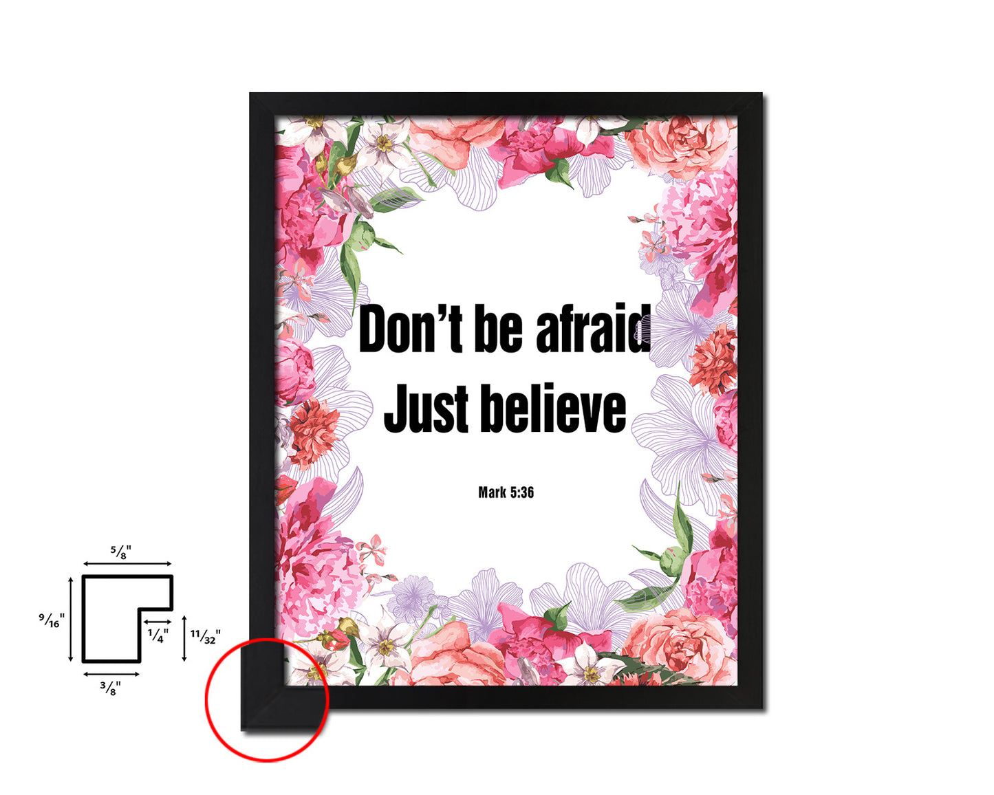 Don't be afraid just believe, Mark 5:36 Quote Wood Framed Print Home Decor Wall Art Gifts