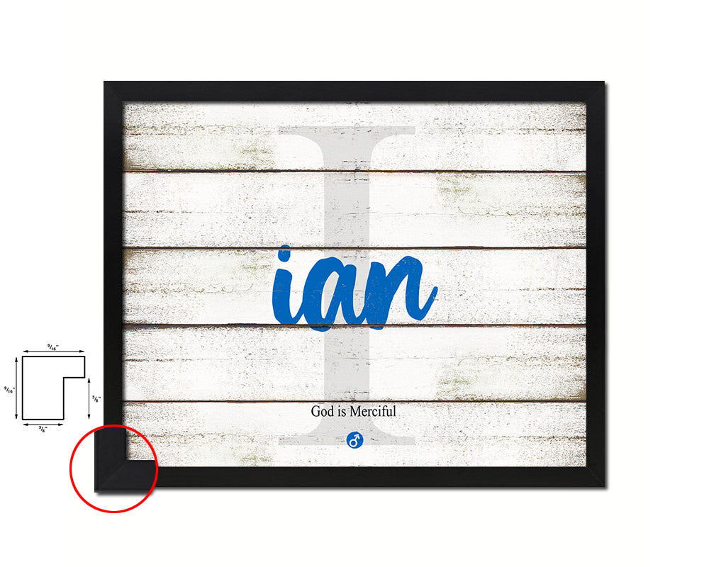 Ian Personalized Biblical Name Plate Art Framed Print Kids Baby Room Wall Decor Gifts