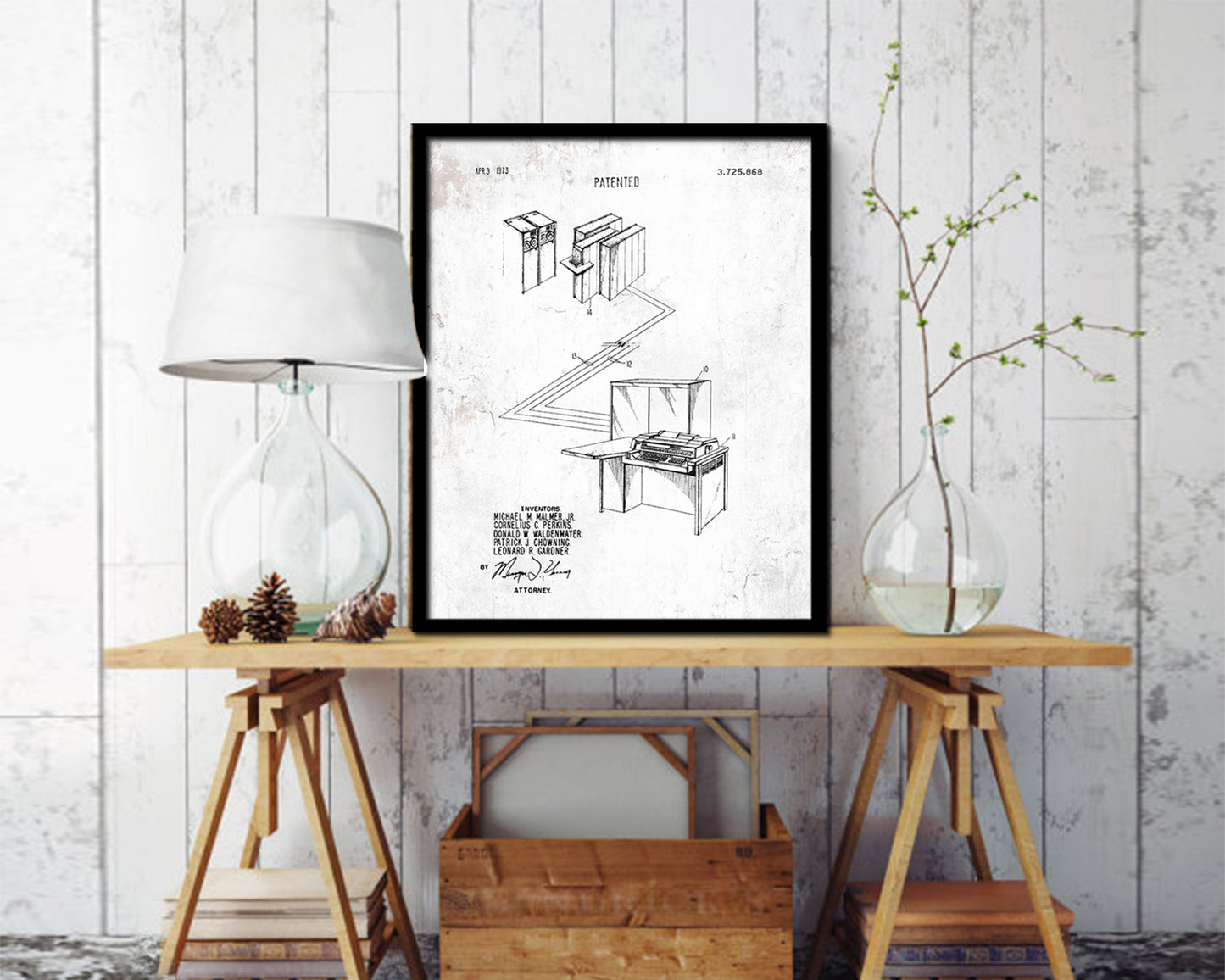 Small Reconfigurable Processor Sound Vintage Patent Artwork Black Frame Print Gifts