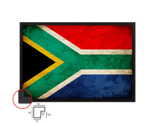 South Africa Country Vintage Flag Wood Framed Print Wall Art Decor Gifts