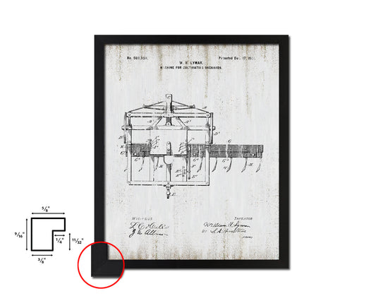 Cultivating Orchards Machine Vintage Patent Artwork Black Frame Print Gifts