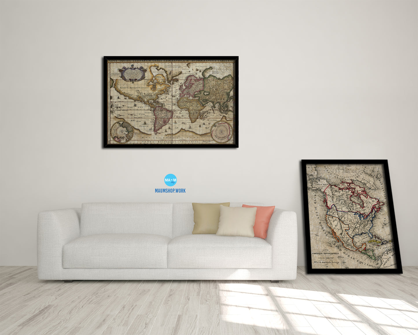 World Vintage Map Framed Print Art Wall Decor Gifts