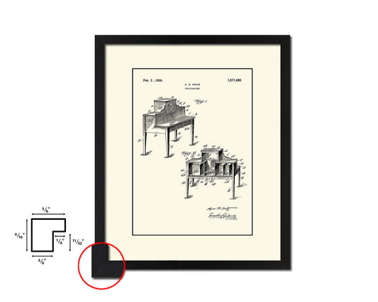 Cabinet Radio Vintage Patent Artwork Black Frame Print Wall Art Decor Gifts