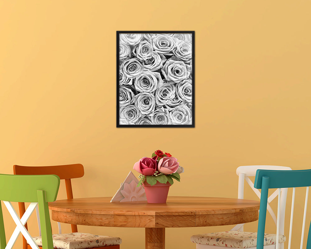 Roses White Flower Wood Framed Paper Print Wall Decor Art Gifts