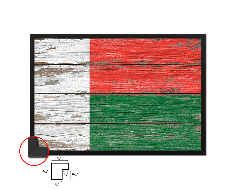 Madagascar Country Wood Rustic National Flag Wood Framed Print Wall Art Decor Gifts