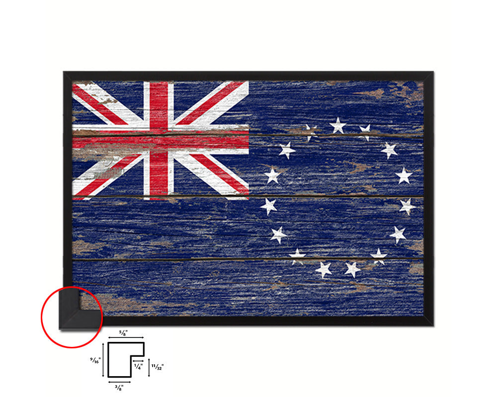 Cook Islands Country Wood Rustic National Flag Wood Framed Print Wall Art Decor Gifts