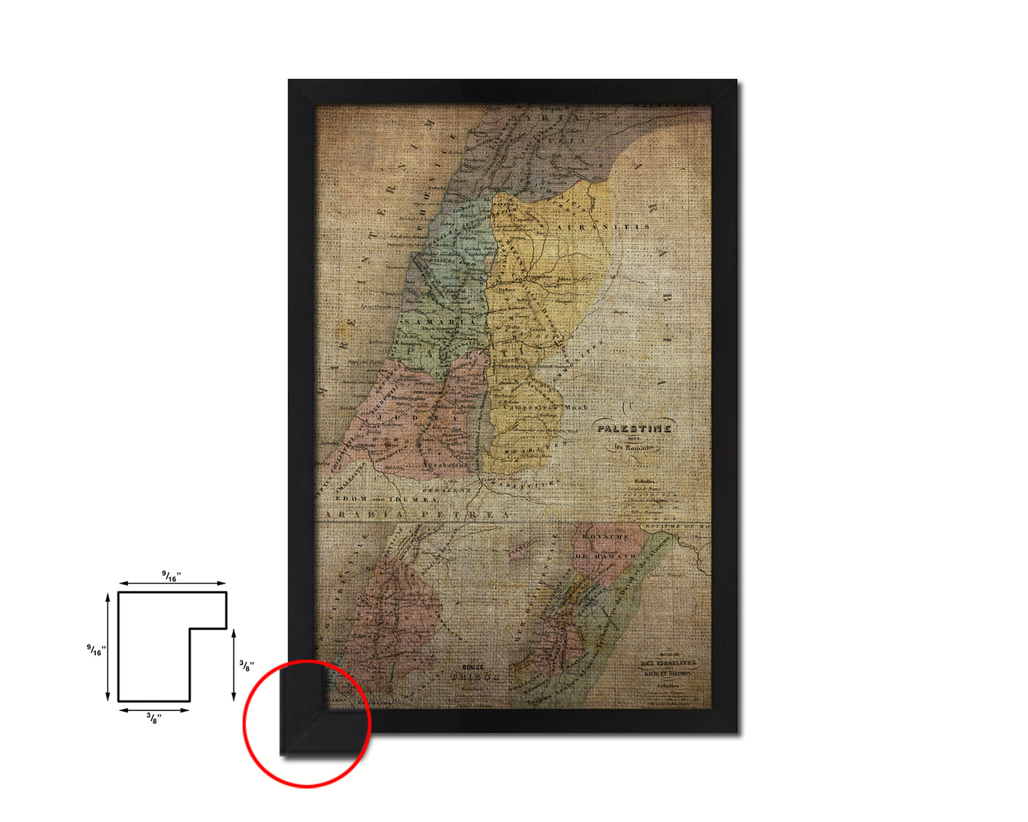 Holy Land Romans David Solomon Israel Palestine Vintage Map Wood Framed Print Art Wall Decor Gifts