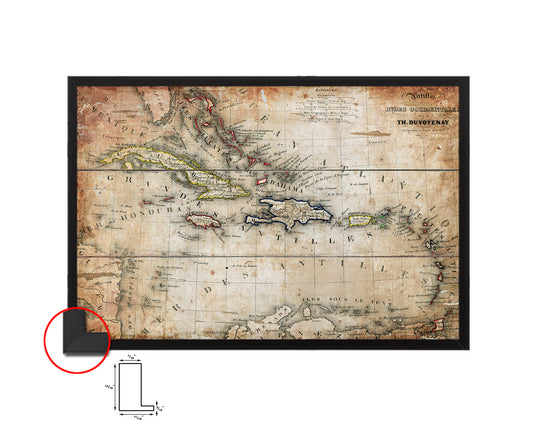 West Indies and Caribbean 1846 Antique Map Framed Print Art Wall Decor Gifts