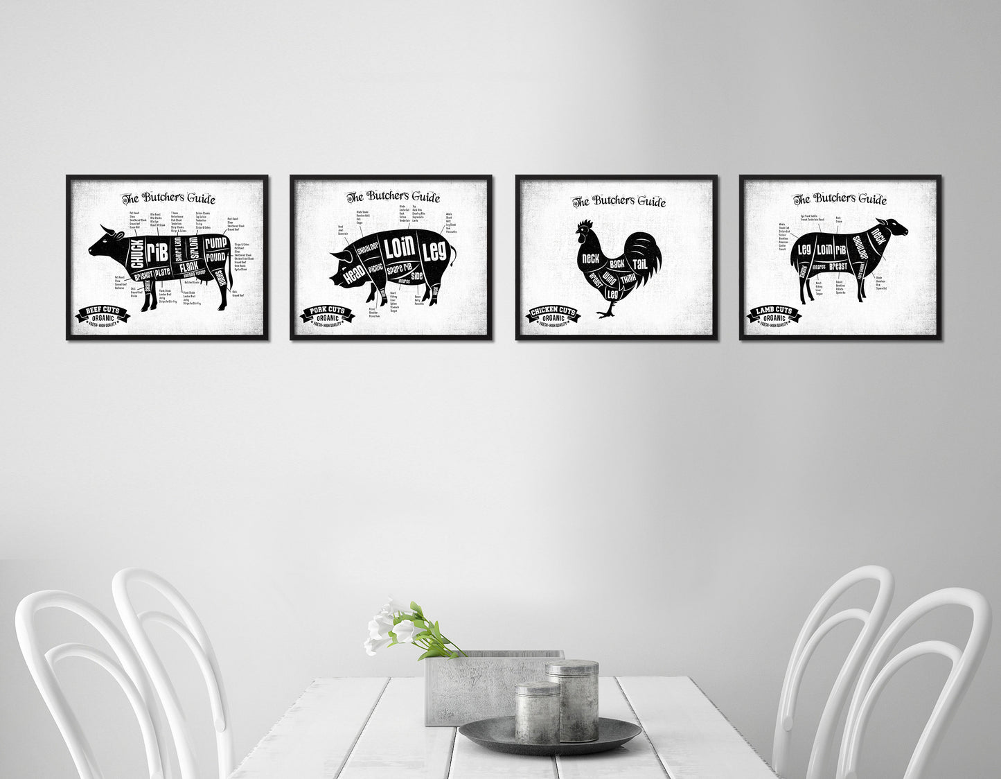 Lamb  Meat Cuts Butchers Chart Wood Framed Paper Print Home Decor Wall Art Gifts