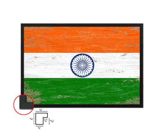 India Shabby Chic Country Flag Wood Framed Print Wall Art Decor Gifts