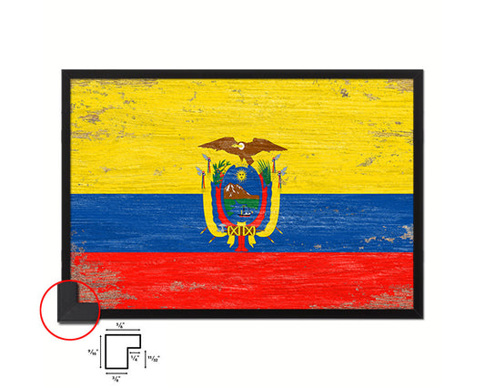 Ecuador Shabby Chic Country Flag Wood Framed Print Wall Art Decor Gifts