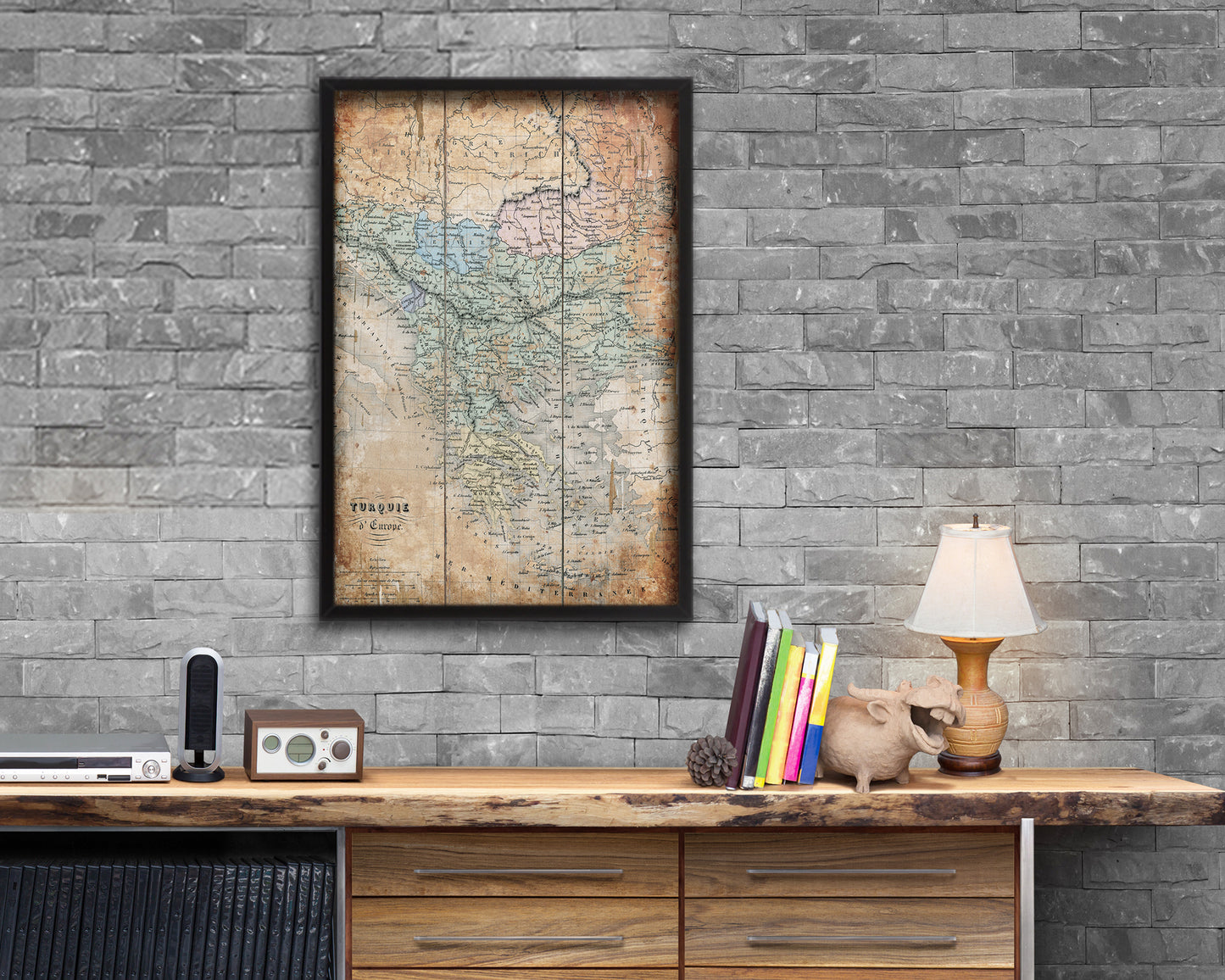 Greece and Balkans Antique Map Wood Framed Print Art Wall Decor Gifts