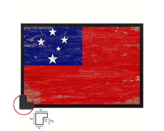 Western Samoa Shabby Chic Country Flag Wood Framed Print Wall Art Decor Gifts