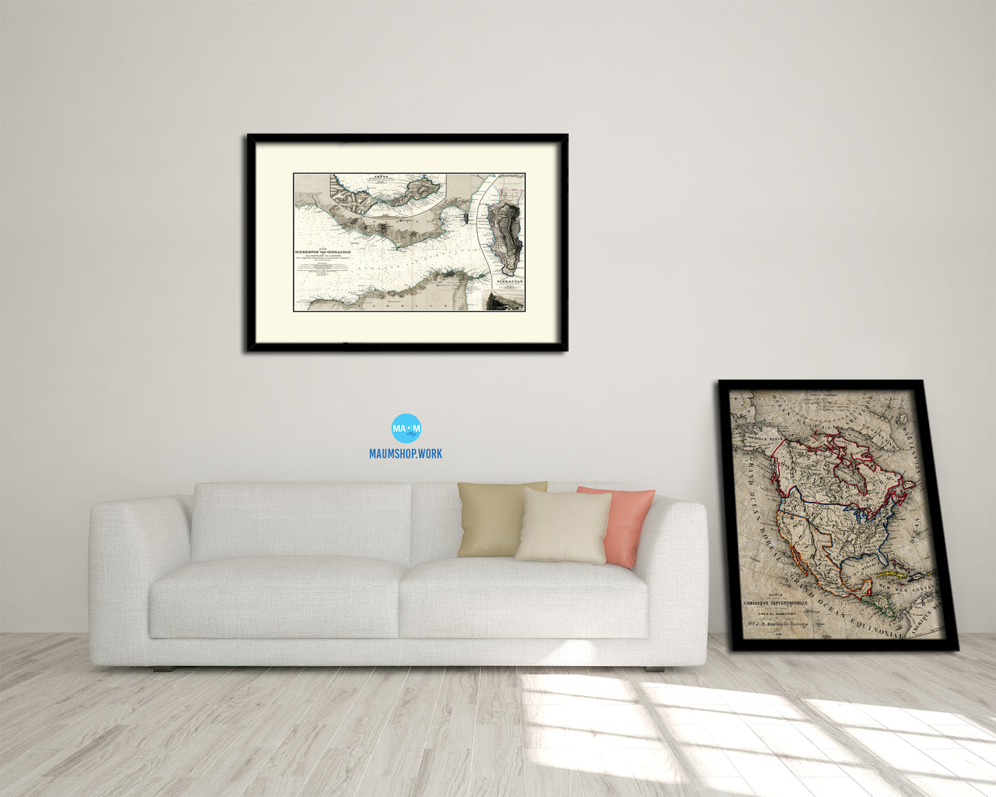 Gibraltar Old Map Framed Print Art Wall Decor Gifts