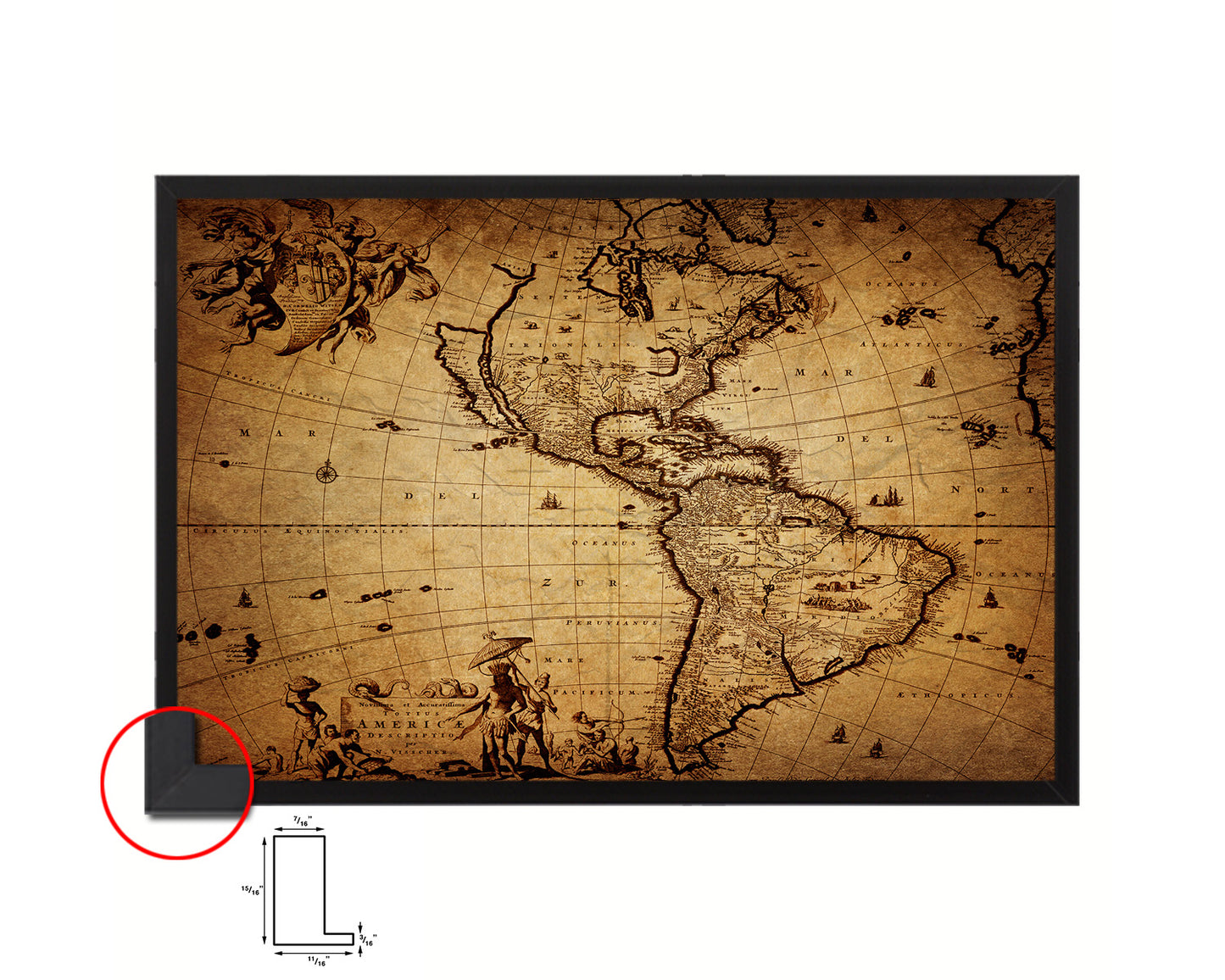 America 1690 Historical Map Framed Print Art Wall Decor Gifts