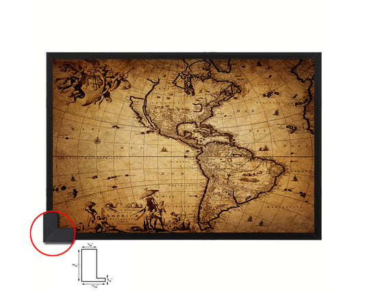 America 1690 Historical Map Framed Print Art Wall Decor Gifts