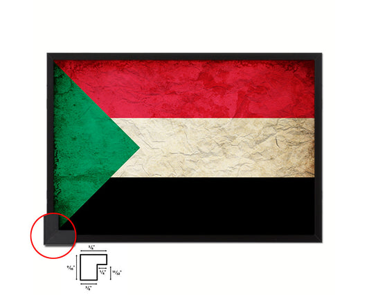 Sudan Country Vintage Flag Wood Framed Print Wall Art Decor Gifts